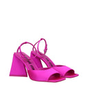 Pink Satin Stiletto Heels Sandals