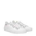 White Fabric Low Tops