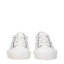 White Fabric Low Tops