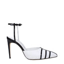 White Leather Stiletto Heels Sandals