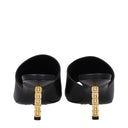 Black Leather Stiletto Heels Sandals