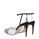 White Leather Stiletto Heels Sandals