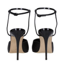 Black Leather High Heel Pumps
