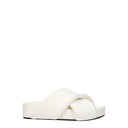 White Leather Slippers Sandals