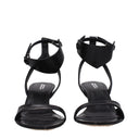 Black Leather Flat Sandals