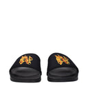 Black Fabric Slippers Sandals