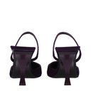 Purple Leather Stiletto Heels Sandals