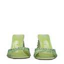Green Satin Stiletto Heels Sandals