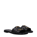 Black Leather Slippers Sandals