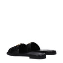 Black Leather Slippers Sandals