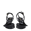 Black Leather Stiletto Heels Sandals