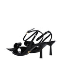 Black Leather Stiletto Heels Sandals