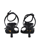 Black Leather Stiletto Heels Sandals