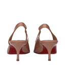 Pink Leather Mid Heel Pumps