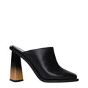 Black Leather Mules