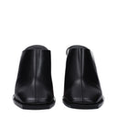 Black Leather Mules