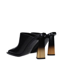 Black Leather Mules