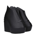 Black Cotton Wedges Sandals