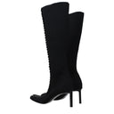 Black Fabric Lace-Up Boots
