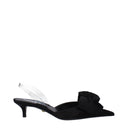 Black Satin Flat Sandals