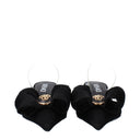 Black Satin Flat Sandals