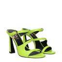 Green Leather Stiletto Heels Sandals