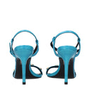 Blue Leather Stiletto Heels Sandals