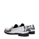 Gray Leather Slip-On Loafers