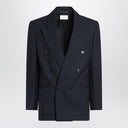 Saint Laurent Double-breasted navy blue wool jacket