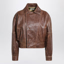 Saint Laurent Aged brown leather bomber jacket