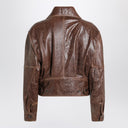 Saint Laurent Aged brown leather bomber jacket