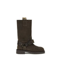 Suede Saddle Ankle Boots