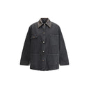 Denim Jacket with leather collar