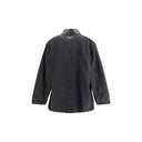 Denim Jacket with leather collar