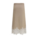 Wool and lace Midi Skirt