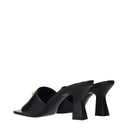 Black Leather Stiletto Heels Sandals