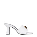 White Leather Stiletto Heels Sandals