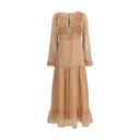 Silk long Dress with rouches