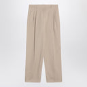 Pantalones de algodón y lino color caqui claro The Row Lilas