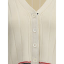 Ladder Full Needle Rib Stitch V Neck Car