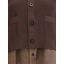 Cardigan with denim panel