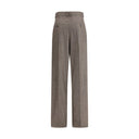 Wool Herringbone pattern wide leg Pants