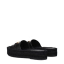 Black Leather Slippers Sandals