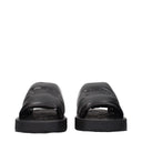 Black Leather Slippers Sandals