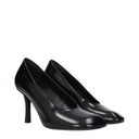 Black Leather High Heel Pumps
