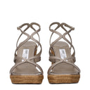Gray Leather Wedges Sandals