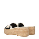 Beige Leather Wedges Sandals