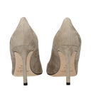 Gray Leather High Heel Pumps