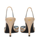Beige Leather Stiletto Heels Sandals