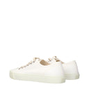 White Fabric Low Tops
